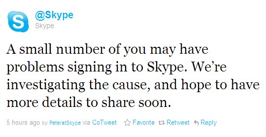 сервис Skype упал второй раз