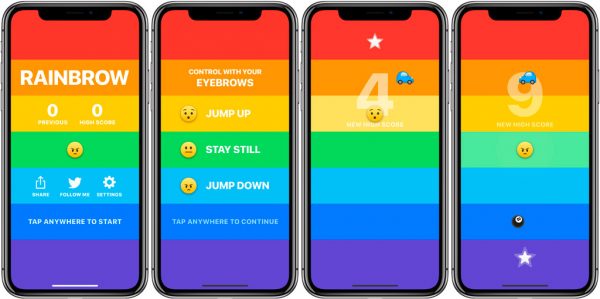Новая игра Rainbow для iPhone X управляется бровями