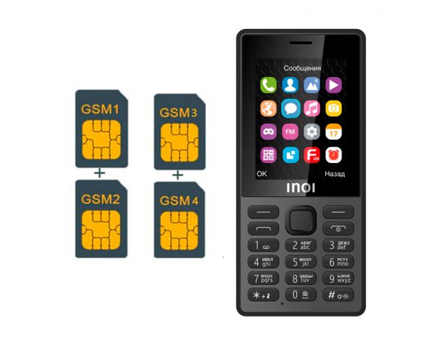 Inoi 244 Quattro — российский телефон под 4 СИМ-карты